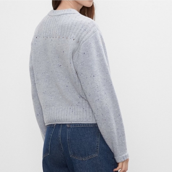 CLUB MONACO Light Blue Speckled  Wool Blend Crew Neck Sweater Large - Picture 2 of 11